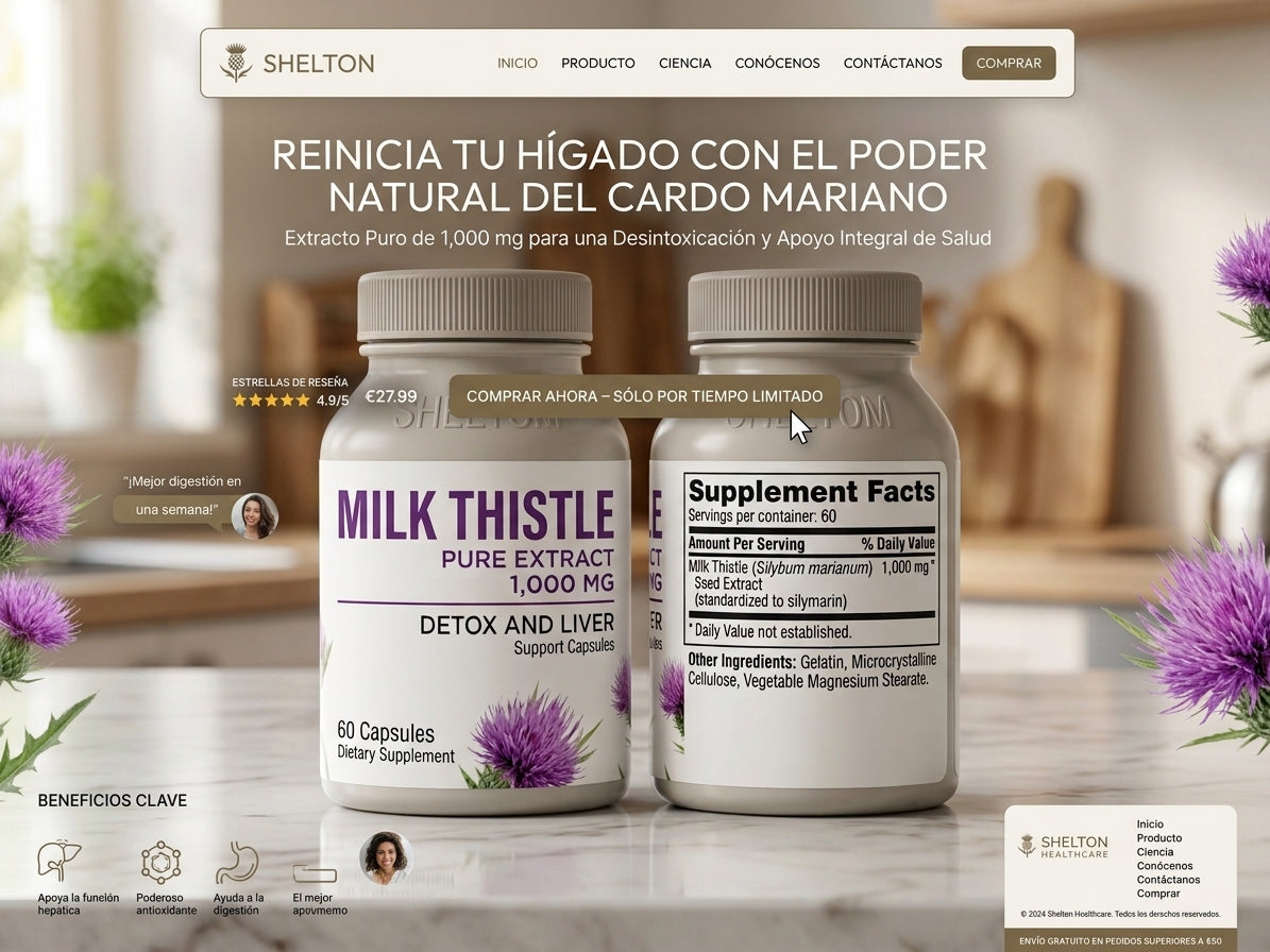 MILK THISTLE 1000mg x 60 Cápsulas, (Desintoxicante Hepático)
