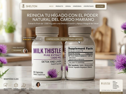 MILK THISTLE 1000mg x 60 Cápsulas, (Desintoxicante Hepático)