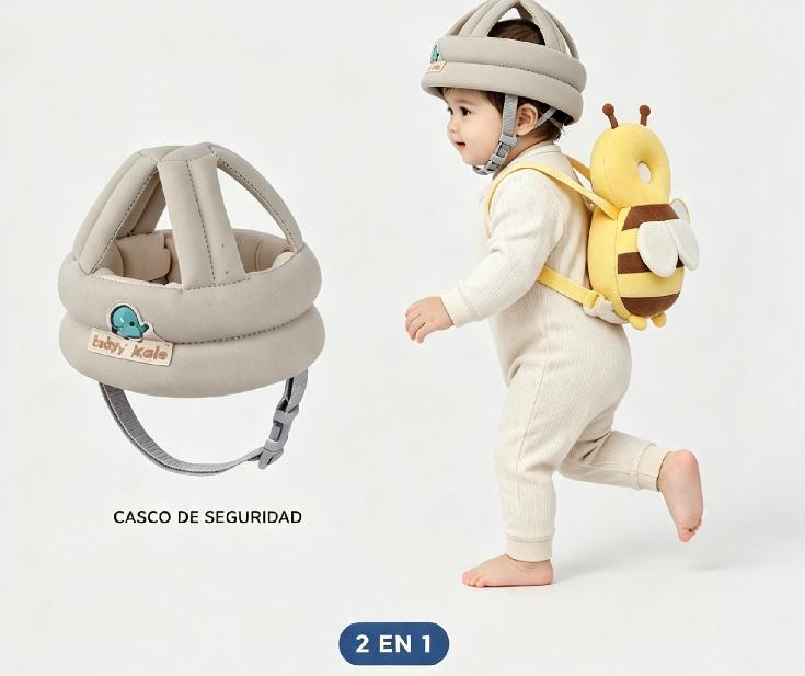 COMBO SEGURIDAD PARA BEBÉ CASCO + MOCHILA ANTICAÍDA (2 EN 1)